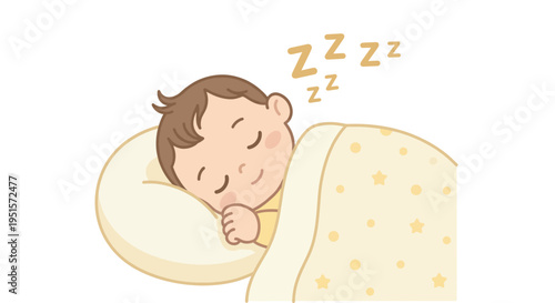 Sleeping baby boy peacefully resting under yellow blanket  