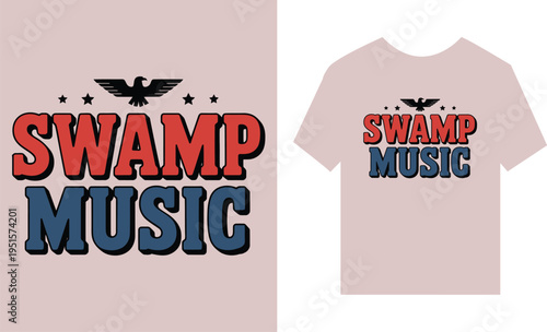 Retro swamp music eagle and stars t-shirt vintage