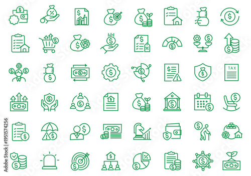 Wealth Management icon set. Editable line icons. Vector illustration.