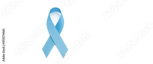 Oral cancer health campaign symbolized by light blue ribbon placed on white background