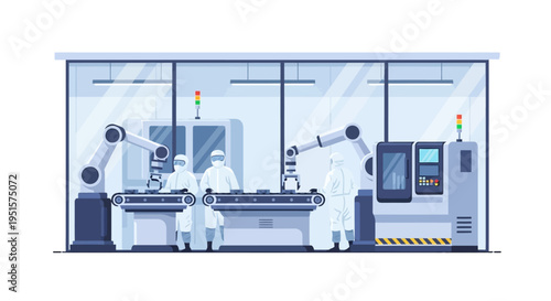 Automated Cleanroom Manufacturing with Robotics and Technicians for High-Precision Production
