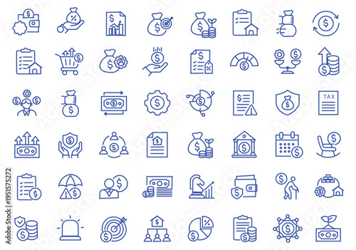 Wealth Management icon set. Editable line icons. Vector illustration.