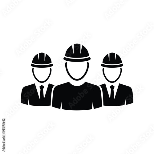 Three black suits with white shirts and black ties and hats standing side by side