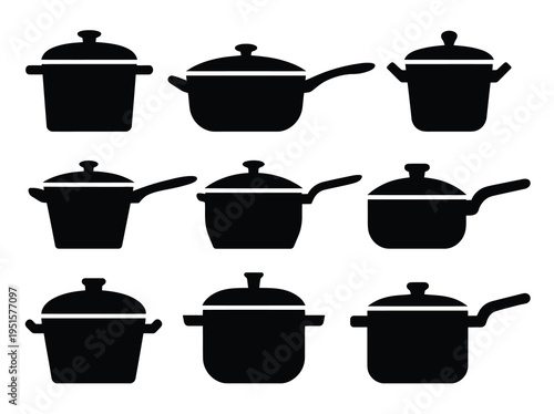Cooking Pots and Pans Icons – Vector Flat Design