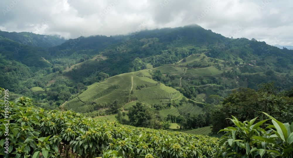 Obraz premium Brazil coffee fields with natural mountain environment