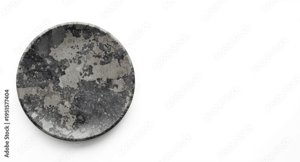 Naklejka premium Simple white backdrop displaying a flat shale plate alongside copy space