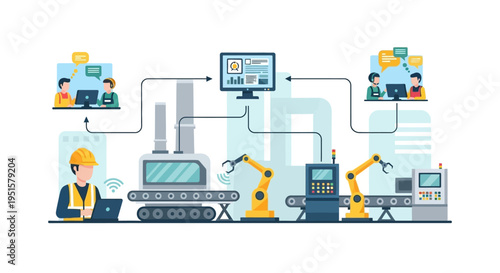 Smart Factory Industry 4.0: Automation, Data Monitoring, and Remote Collaboration