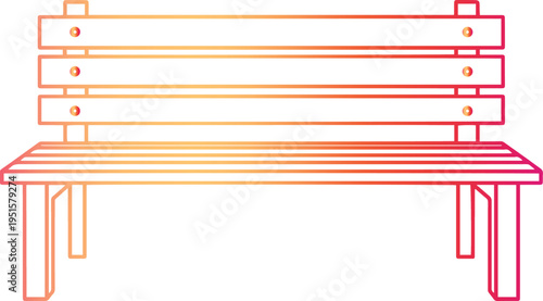 Colorful gradient bench illustration with horizontal slats and metal frame