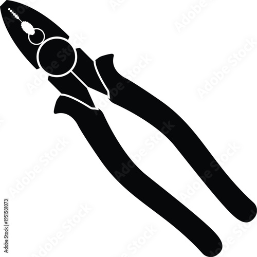 Pliers Silhouette Isolated on White Background