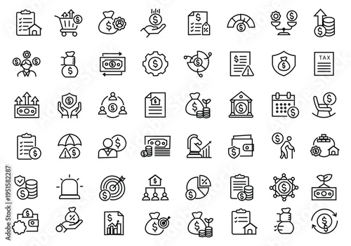 Wealth Management icon set. Editable line icons. Vector illustration.