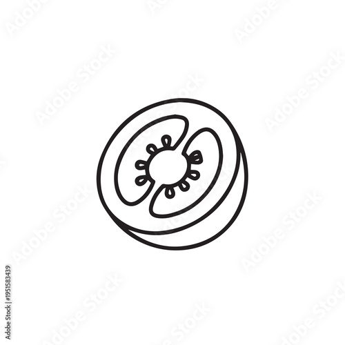Tomato Slice Line Art Icon Healthy Food Ingredient Simple Vector Graphic