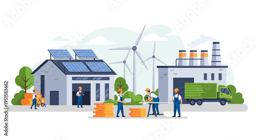 Green Industry & Manufacturing: Renewable Energy, Solar Panels, Wind Turbines, and Workers in Production