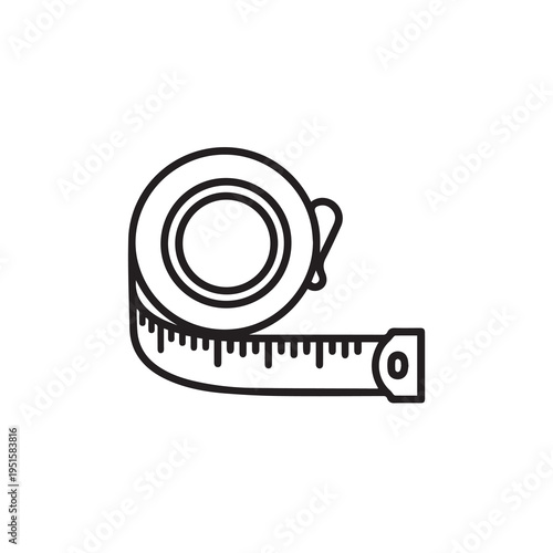 Tape Measure Unrolling with Increments Simple Line Art Icon Style