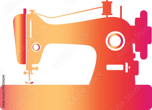 Colorful gradient sewing machine icon on for design