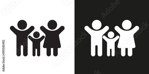 Family happiness vector icon. Father, mother and child.
