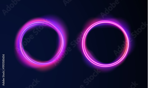 Colorful glowing rings overlap with smooth gradient transitions on PNG. Light reflections add visual depth. Ideal for modern compositions.