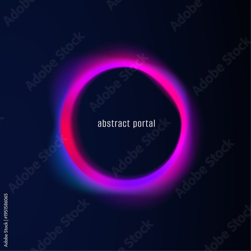 Gradient neon swirl forms circular energy motion on white PNG. Bright light lines enhance dynamic movement. Perfect for modern visuals.