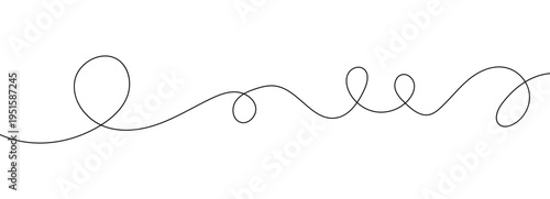 Cable long drawing squiggle with curvy thin curves and an abstract wavy line element for organic hand-drawn decoration. This graphic knot twist in white features simple curly design through