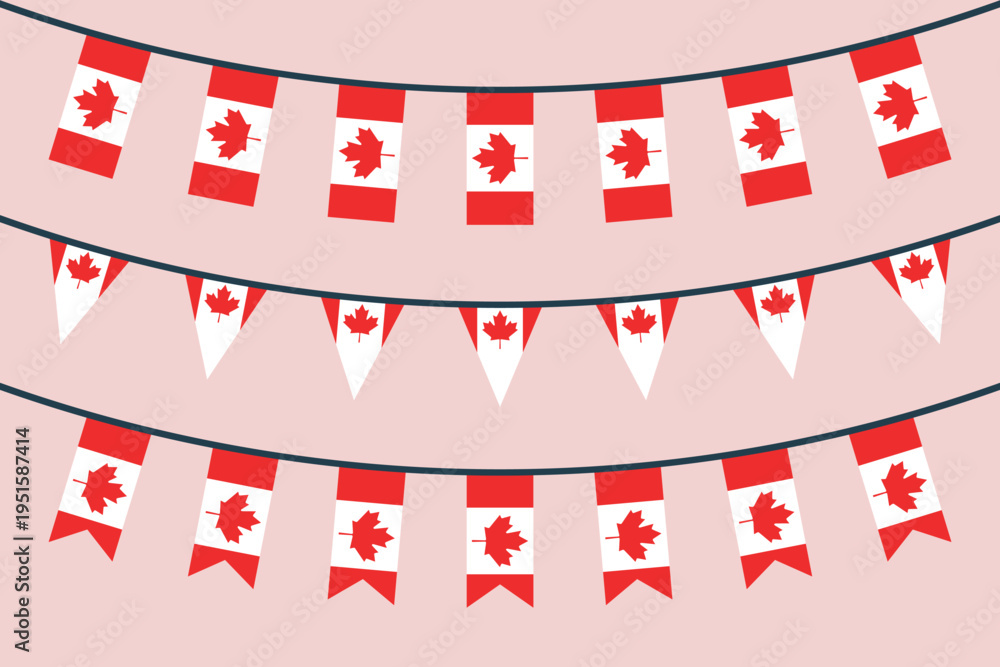 Obraz premium Canada flag bunting icons set, Canadian flag symbols