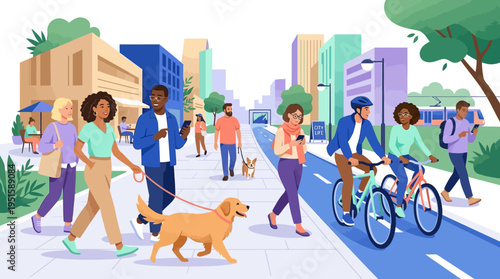 People Walking on City Street 1.