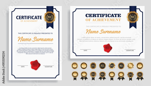 Formal Certificate of Achievement and Award Presentation with Decorative Elements and Seals