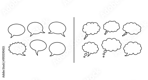 A minimalist vector graphic of speech bubbles on a transparent background
