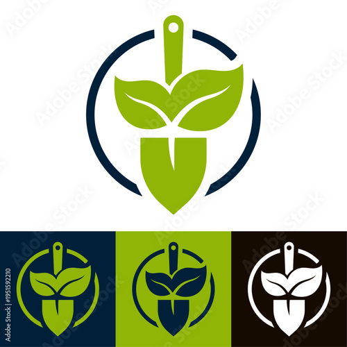 logo paysagiste jardinier pelle arbre