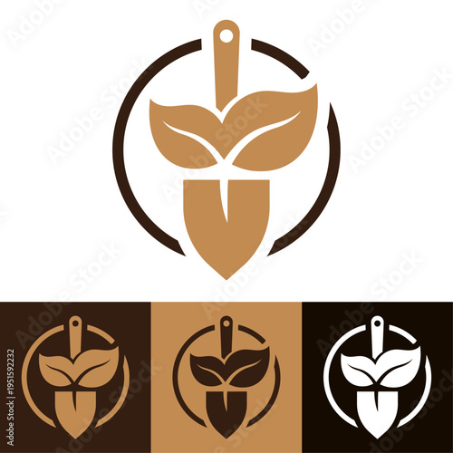 logo paysagiste jardinier pelle arbre