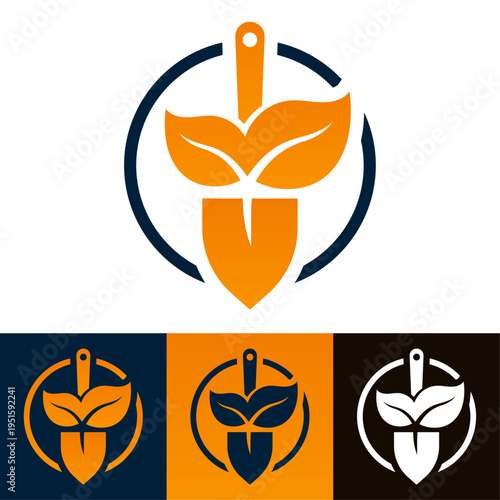 logo paysagiste jardinier pelle arbre