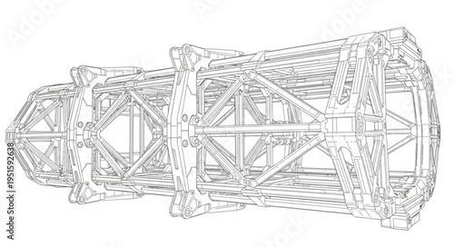 Detailed illustration of a complex industrial structure with intricate framework and design.