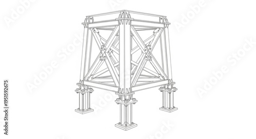 Intricate architectural structure with a complex network of interconnected elements, detailed design.