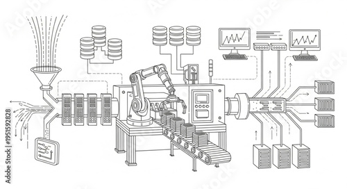 Robotic arm in a factory setting, demonstrating automation and industrial processes.