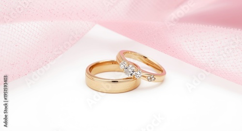 Shiny gold rings decorated ...