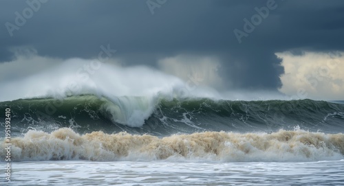 Huge tsunami waves roaring ...