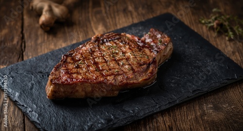 Smoked aged beef T bone ste...