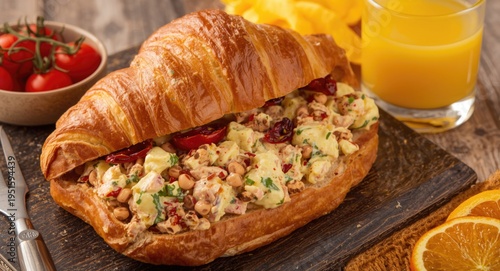 Appetizing croissant sandwi...