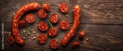 Chorizo sausage segments la...