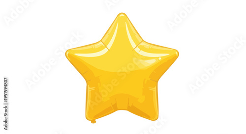 Shiny yellow star balloon floating in a bright white space suitable for celebrations events and party occasions isolated design element