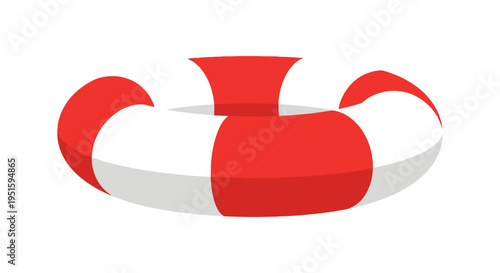 Isolated red and white life preserver ring buoy a buoyant object for maritime safety and rescue situations floating concept on white