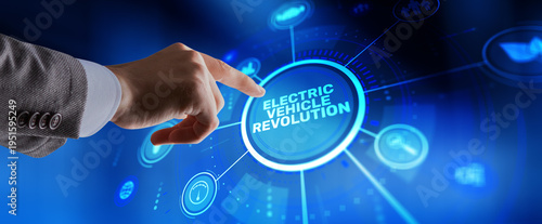 Electric vehicle revolution with modern sustainable transportation and clean energy innovation