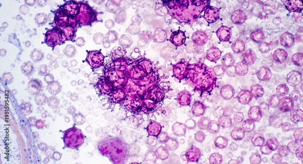 Obraz premium Microscopic examination of lymphoma cells highlighting structural details in tissue samples for clinical research