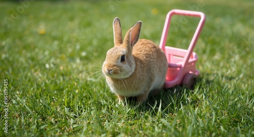 Cheerful bunny pet explorin...