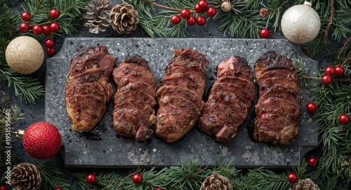 Assorted cooked steak cuts ...