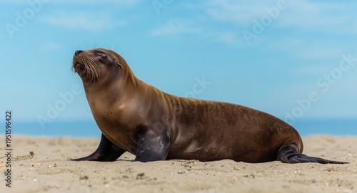 Lively sea lion on beach sa...