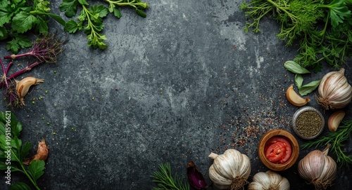 Gourmet fresh herbs with ga...