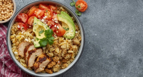Juicy burrito bowl with sea...