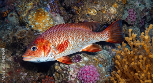Snapper fish resting on col...