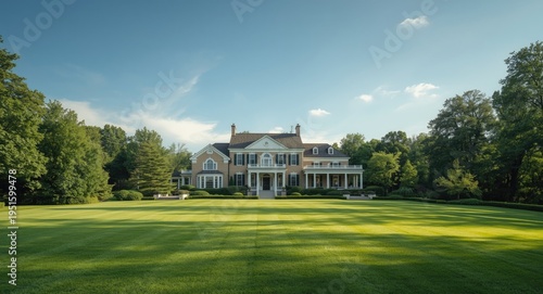 Clear sky above a manicured...