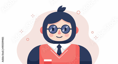 Cheerful person wearing glasses and a vest