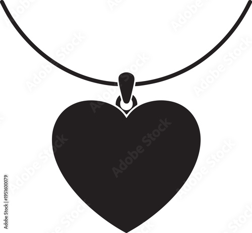 Black heart shaped pendant on a necklace